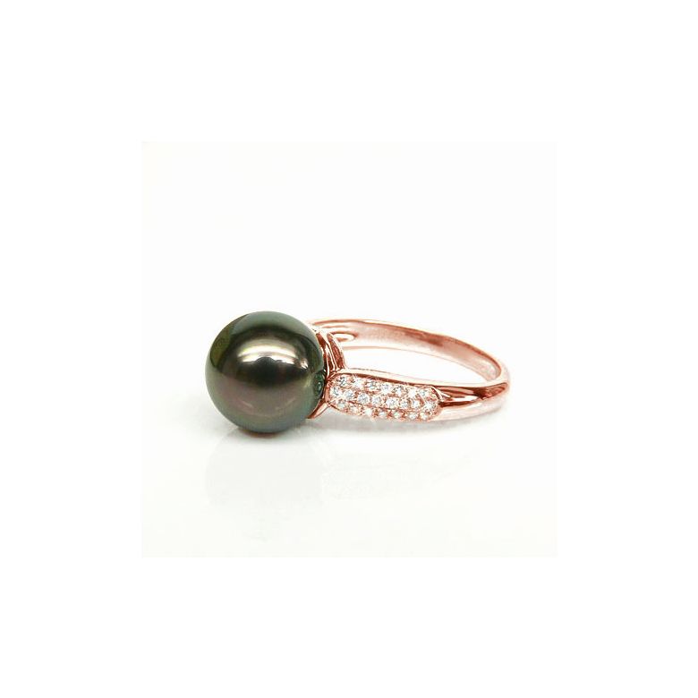 Anello Cromwell - Oro Rosa, Diamanti e Perla di Tahiti - 4
