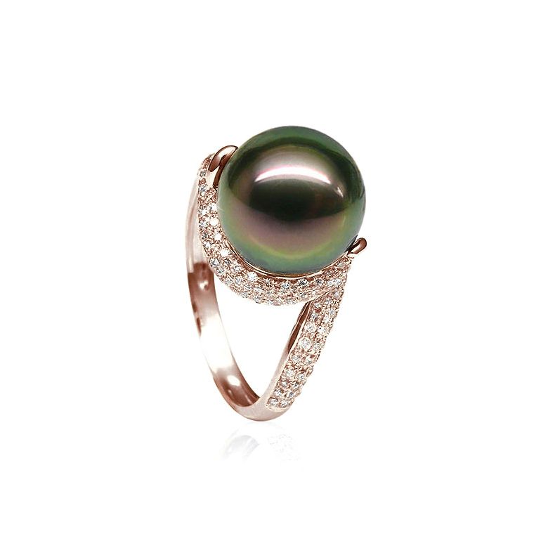 Anello Jet Current - Oro Rosa, Diamanti e Perla di Tahiti - 2