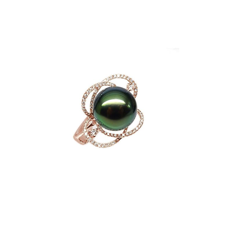 Anello Cape Horn - Oro Rosa, Diamanti e Perla di Tahiti - 2