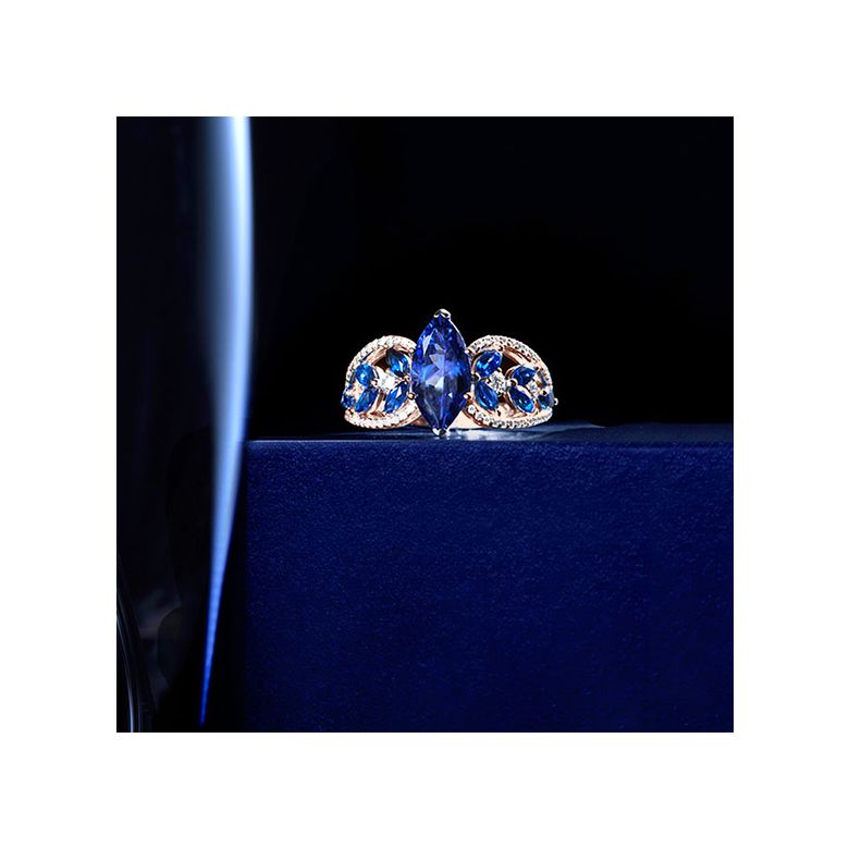Anello Madre Natura - Zaffiro blu - Oro rosa, diamante - 6