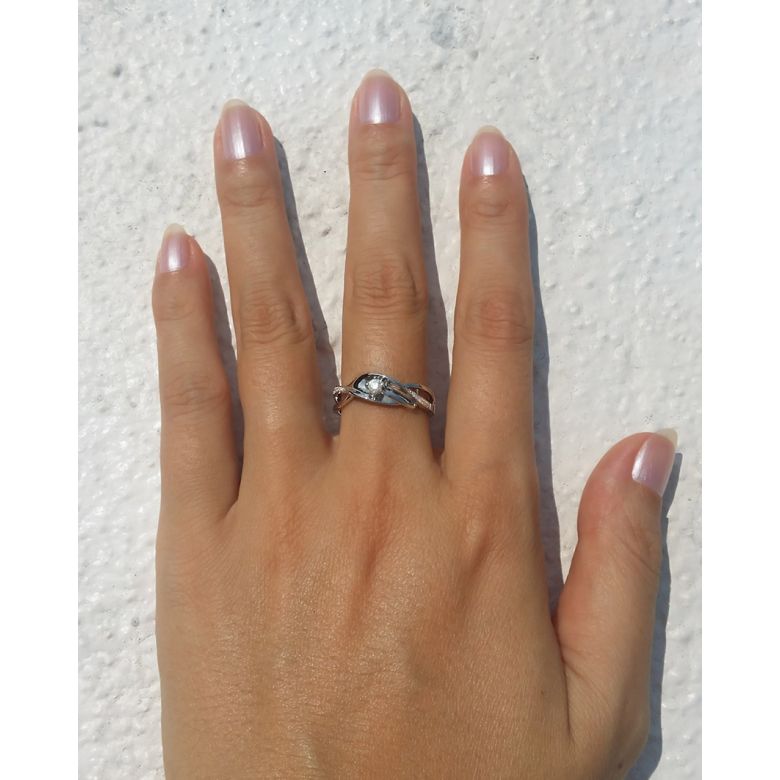 Anello Donna - Oro bianco 3.50gr - Diamanti 0.129ct - 7