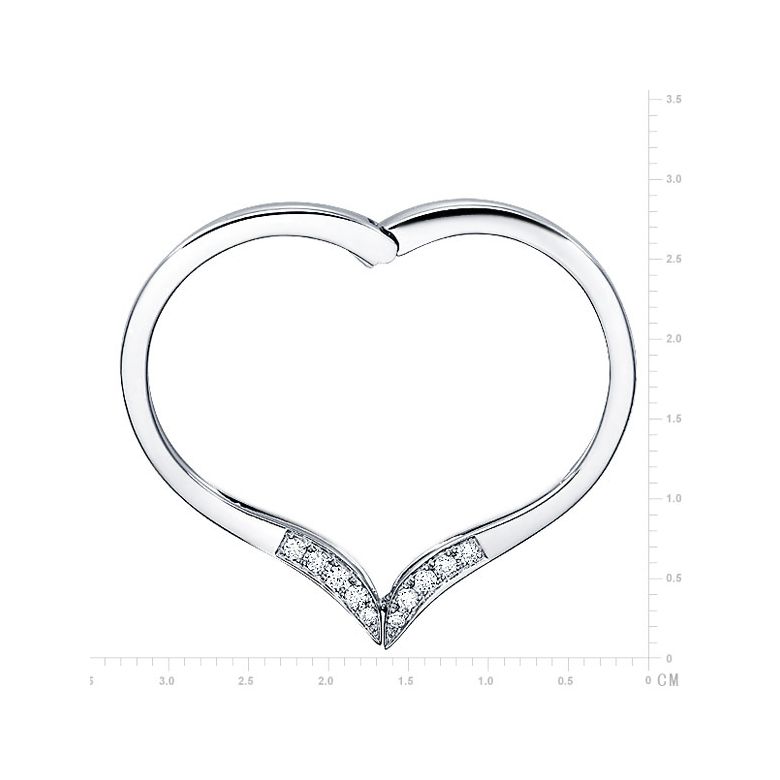 Anello ciondolo cuore d'oro bianco e diamanti | Polichinelle - 2