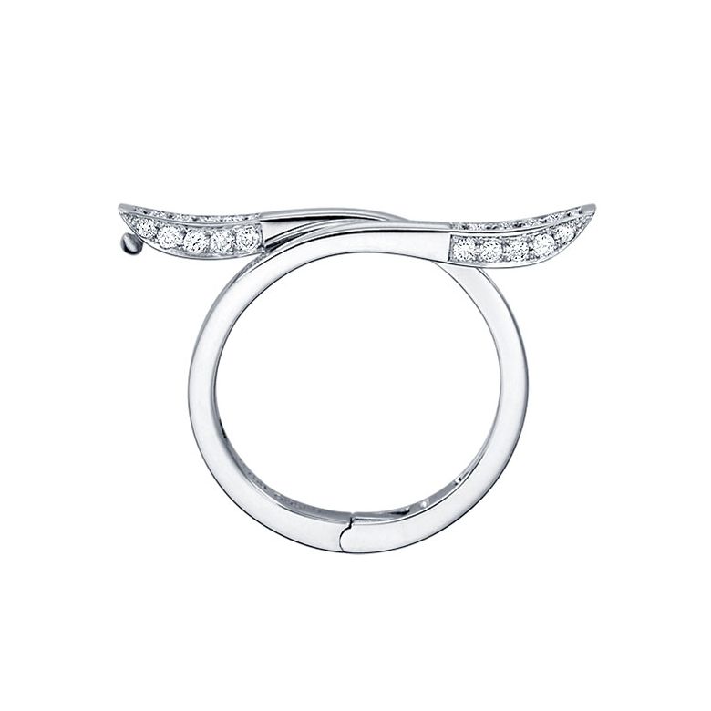 Anello ciondolo cuore d'oro bianco e diamanti | Polichinelle - 3