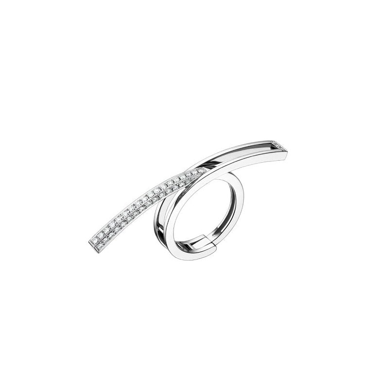 Anello ciondolo cuore - Oro bianco e diamanti 0430ct - 2