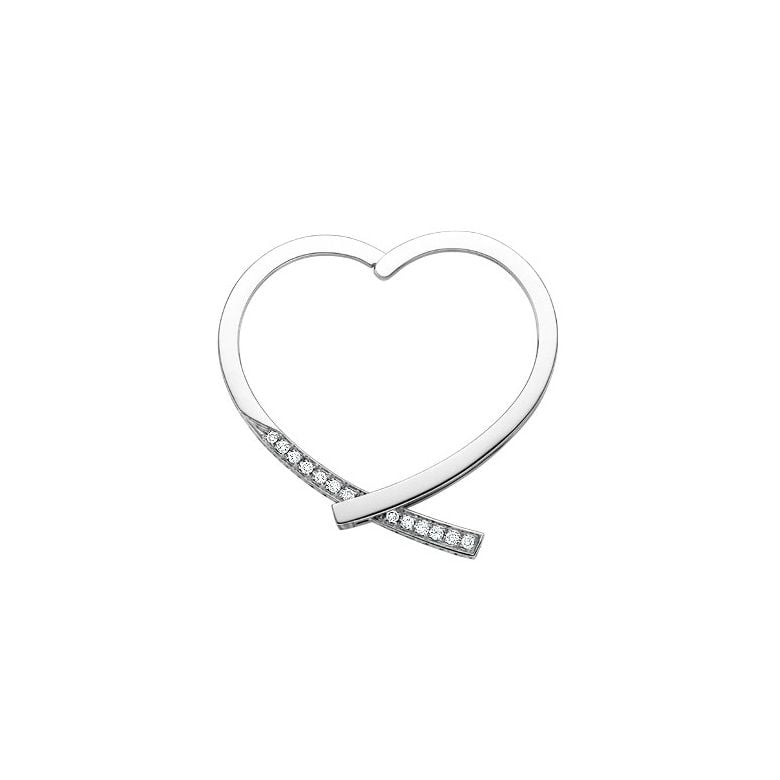 Anello ciondolo cuore - Oro bianco e diamanti 0430ct - 1