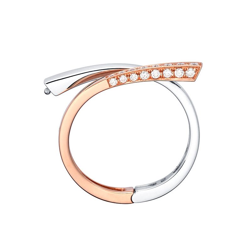 Anello ciondolo cuore - Oro bianco, rosa e diamanti 0190ct - 3