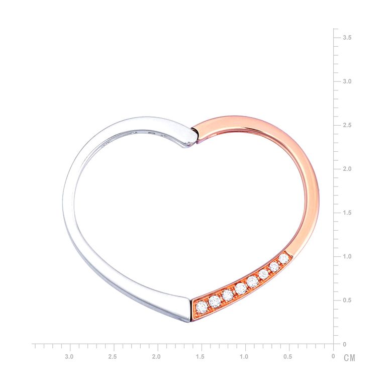 Anello ciondolo cuore - Oro bianco, rosa e diamanti 0190ct - 2