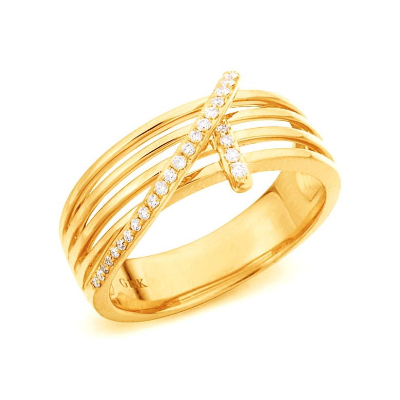Anello Donna - Oro giallo 4.58gr - Diamanti 0.133ct - 1