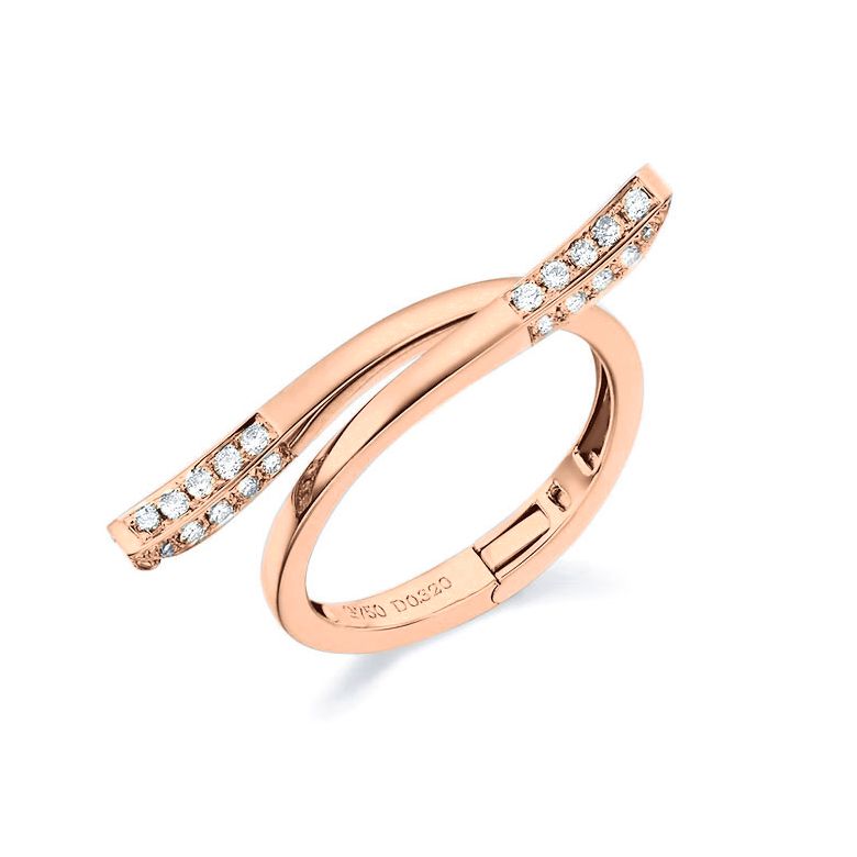Anello ciondolo cuore d'oro rosa e diamanti | Polichinelle - 1