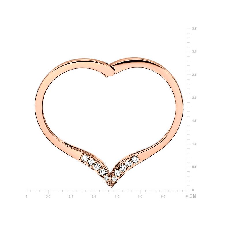 Anello ciondolo cuore d'oro rosa e diamanti | Polichinelle - 2