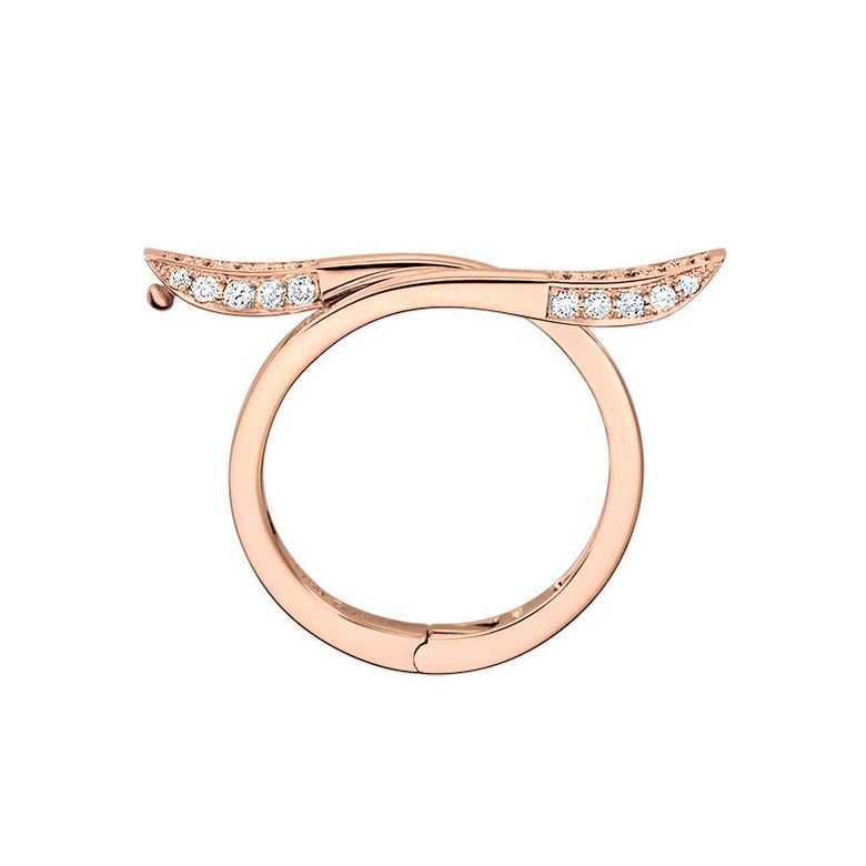 Anello ciondolo cuore d'oro rosa e diamanti | Polichinelle - 4