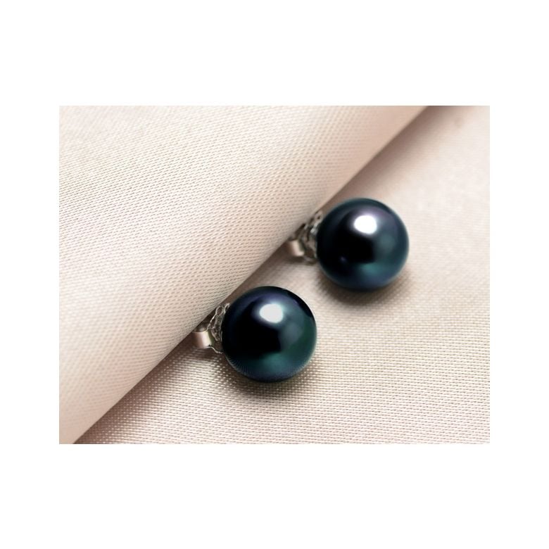 Orecchini perla Akoya nere Japon 7/7.5mm. AAA, Oro bianco - 2