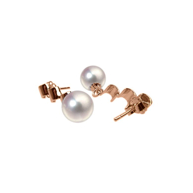 Orecchini Pendenti Erika - Perle Akoya Bianche 7/7.5mm GEMMA - Farfalla Oro Rosa - 1