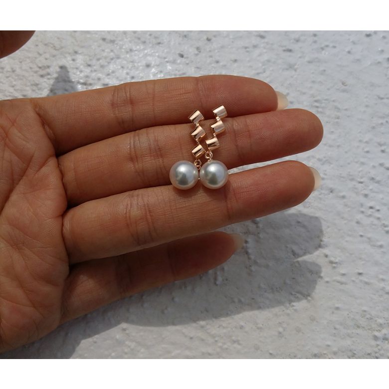 Orecchini Pendenti Erika - Perle Akoya Bianche 7/7.5mm GEMMA - Farfalla Oro Rosa - 4