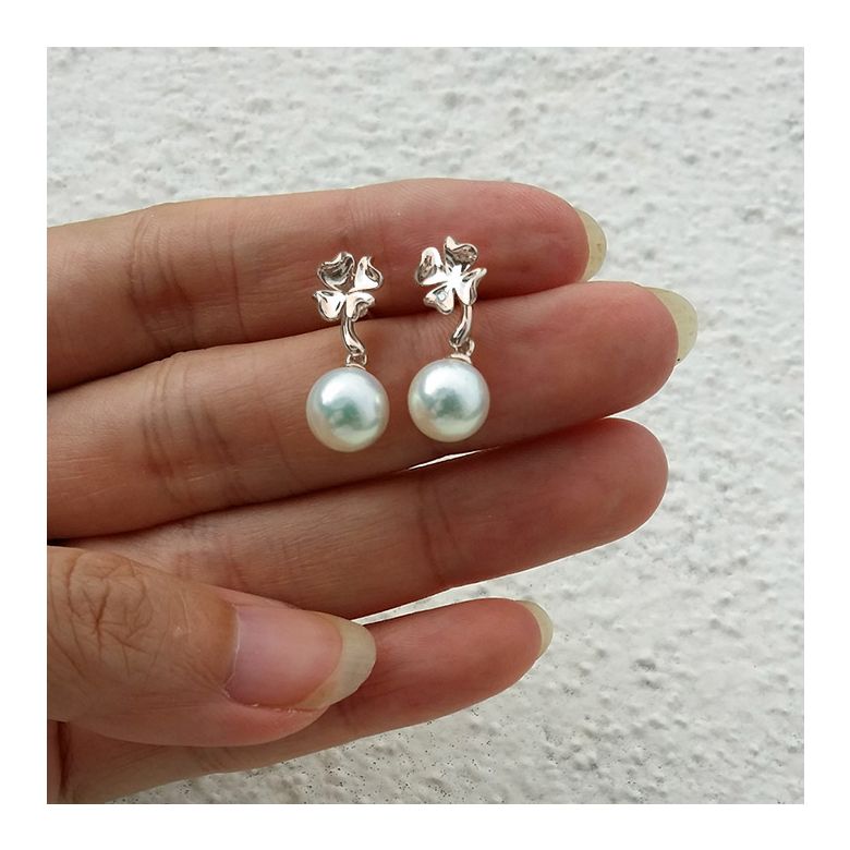 Orecchini Pendenti Take a look ! - Perle Akoya Bianche 7.5/8mm AAA - Farfalla Oro Rosa - 2