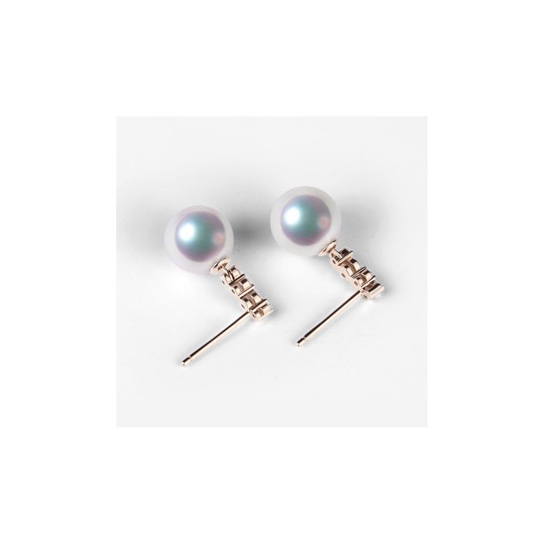 Orecchini Pendenti Miya - Perle Akoya Bianche 7.5/8mm AAA - Farfalla Oro Rosa - 2