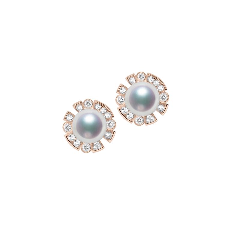 Orecchini Kenshi - Oro Rosa, Diamanti & Perle Akoya - 1