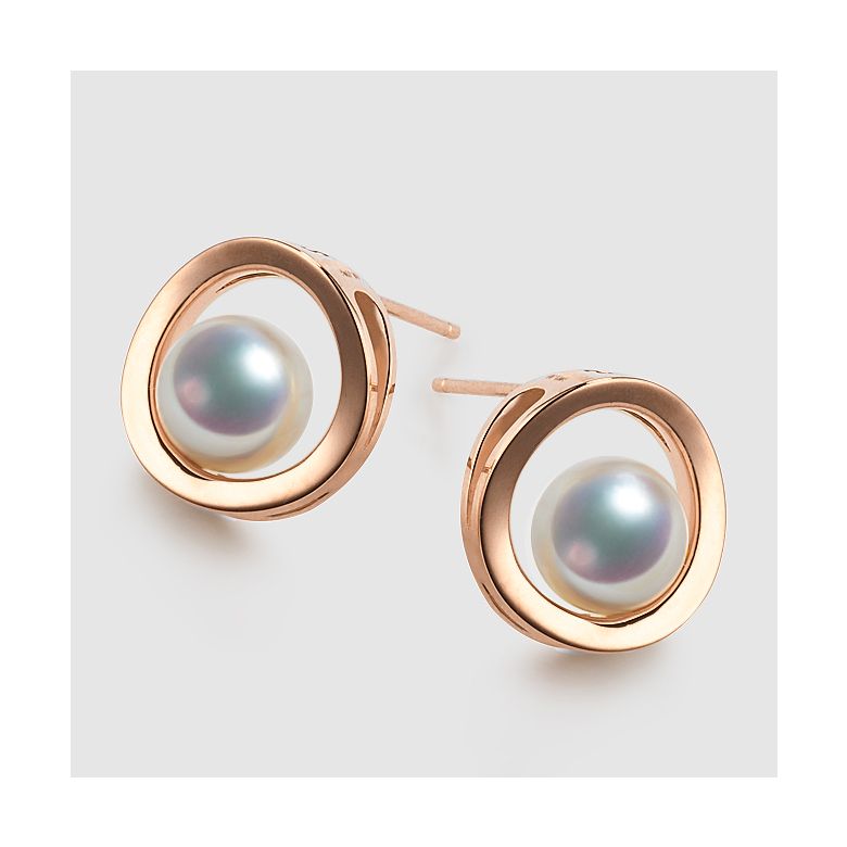 Orecchini perle Akoya - Himiko - Perla Giappone, Oro rosa - 2
