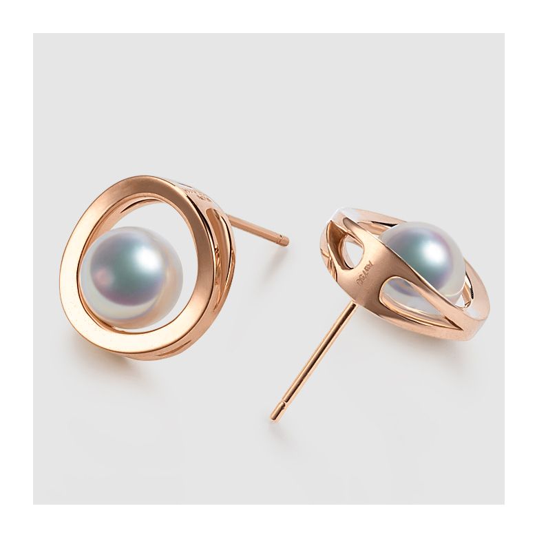 Orecchini perle Akoya - Himiko - Perla Giappone, Oro rosa - 3