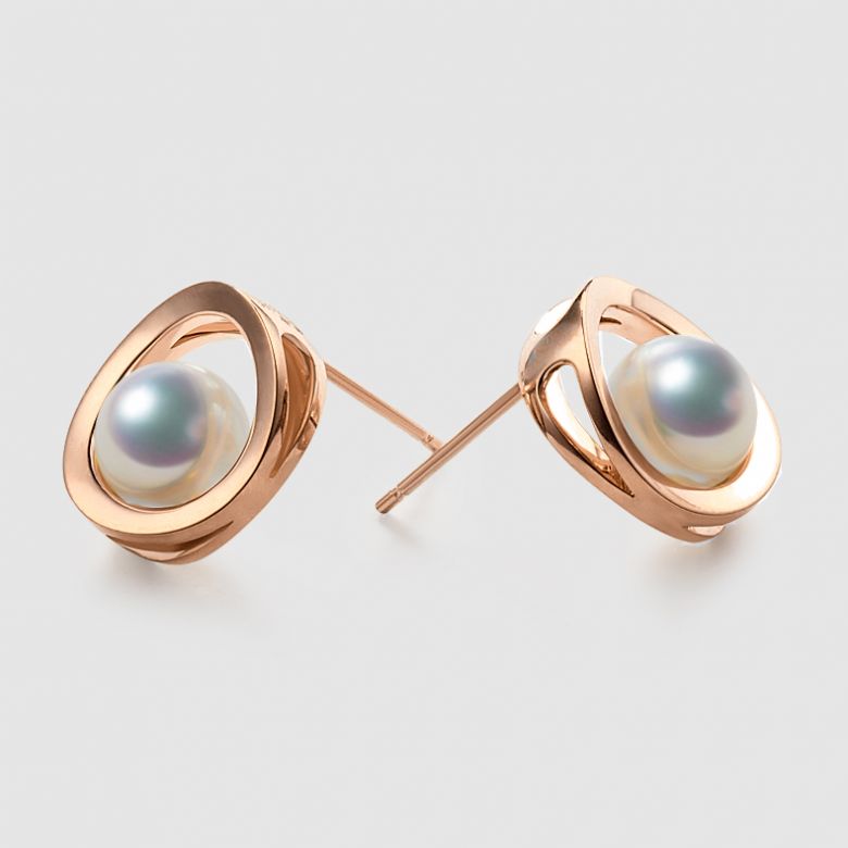 Orecchini perle Akoya - Himiko - Perla Giappone, Oro rosa - 5