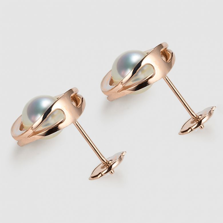 Orecchini perle Akoya - Himiko - Perla Giappone, Oro rosa - 6
