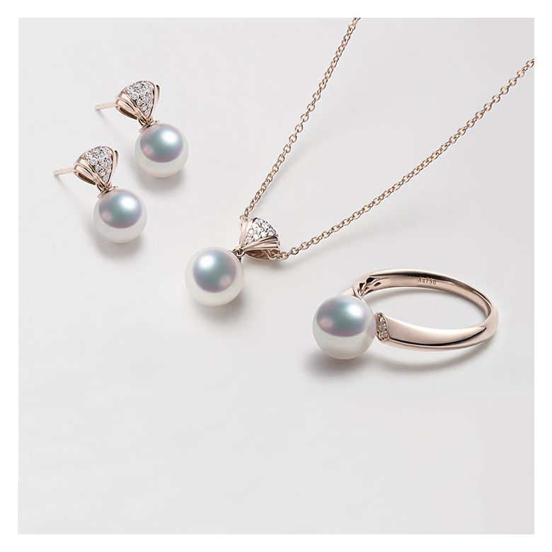 Orecchini Pendenti Sarah Bernhardt - Perle Akoya Bianche - Oro Rosa - 6