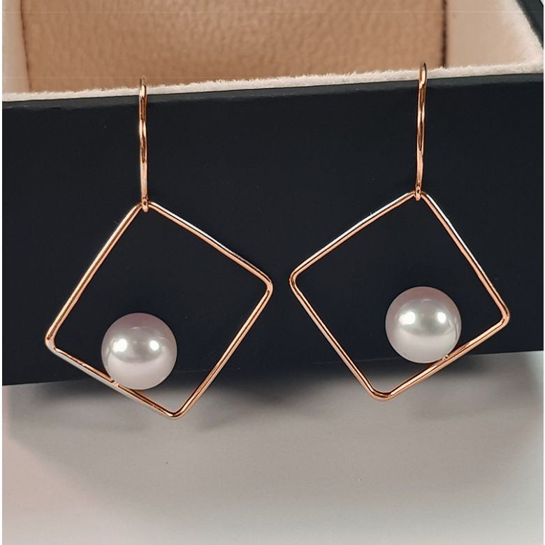 Orecchini Pendenti Chokko - Perle Akoya Bianche - Gancetti Oro Rosa - 3
