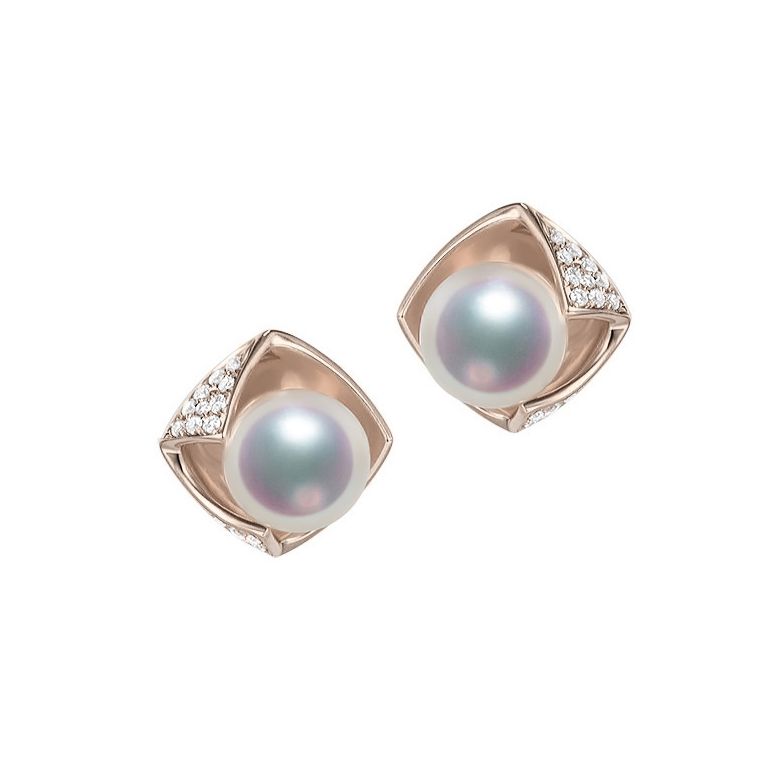 Orecchini Fukiyose - Perle Akoya Bianche & Oro Rosa 18kt - 1