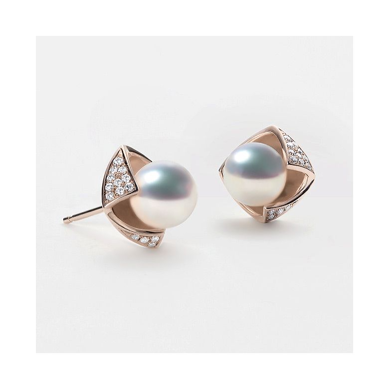 Orecchini Fukiyose - Perle Akoya Bianche & Oro Rosa 18kt - 2
