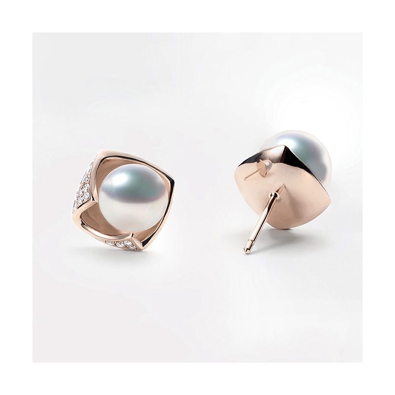 Orecchini Fukiyose - Perle Akoya Bianche & Oro Rosa 18kt - 3