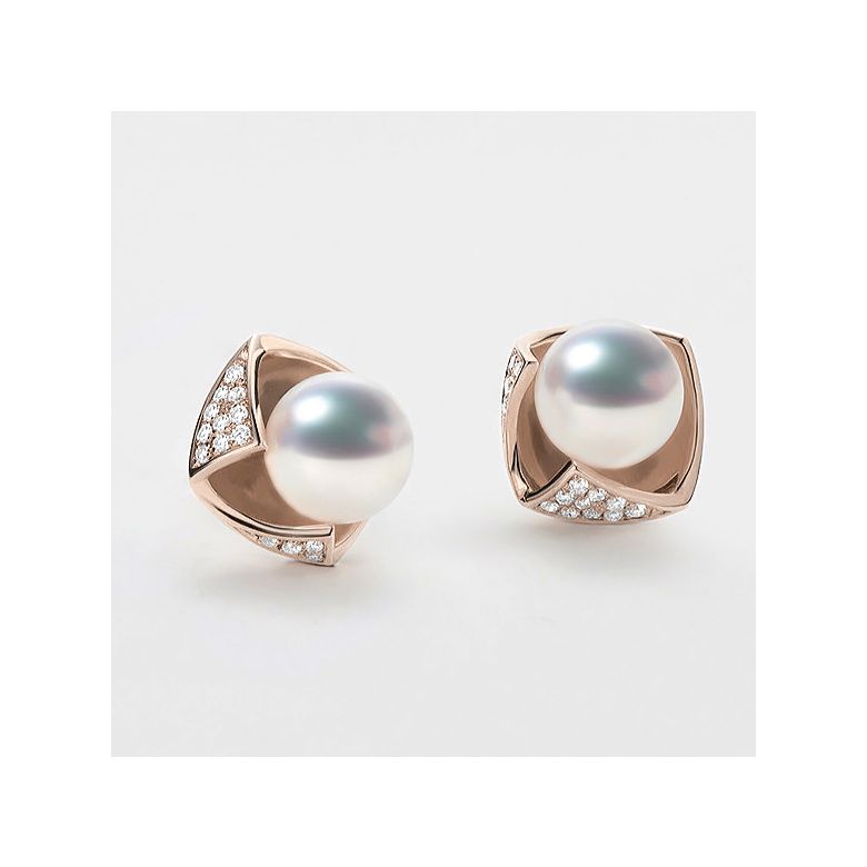 Orecchini Fukiyose - Perle Akoya Bianche & Oro Rosa 18kt - 4