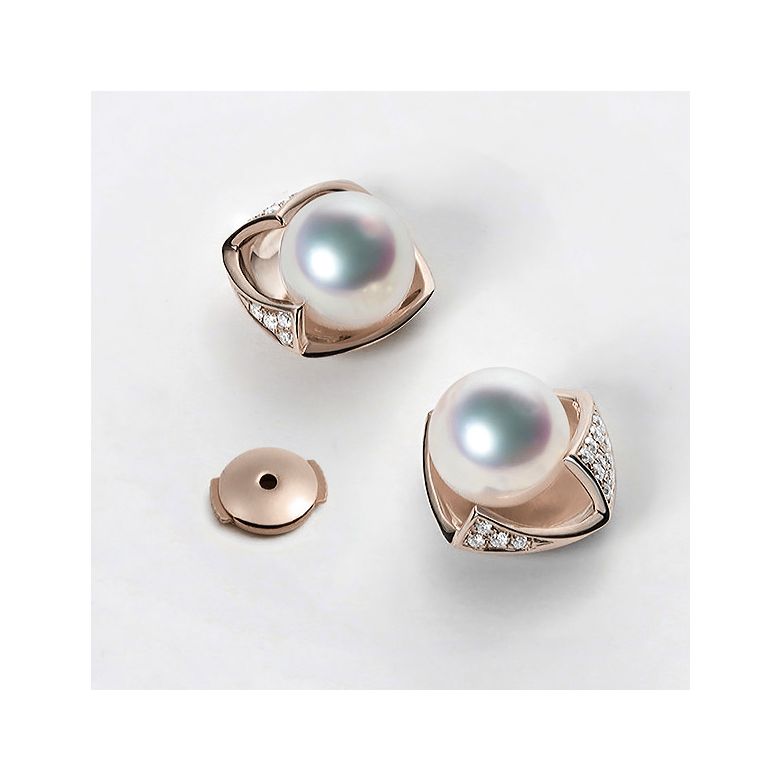 Orecchini Fukiyose - Perle Akoya Bianche & Oro Rosa 18kt - 5