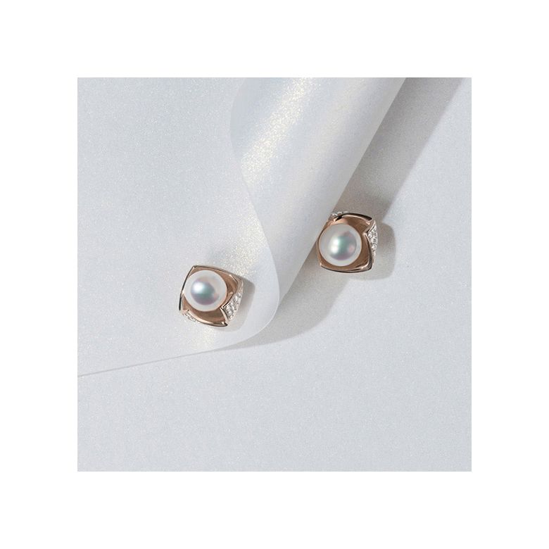 Orecchini Fukiyose - Perle Akoya Bianche & Oro Rosa 18kt - 6