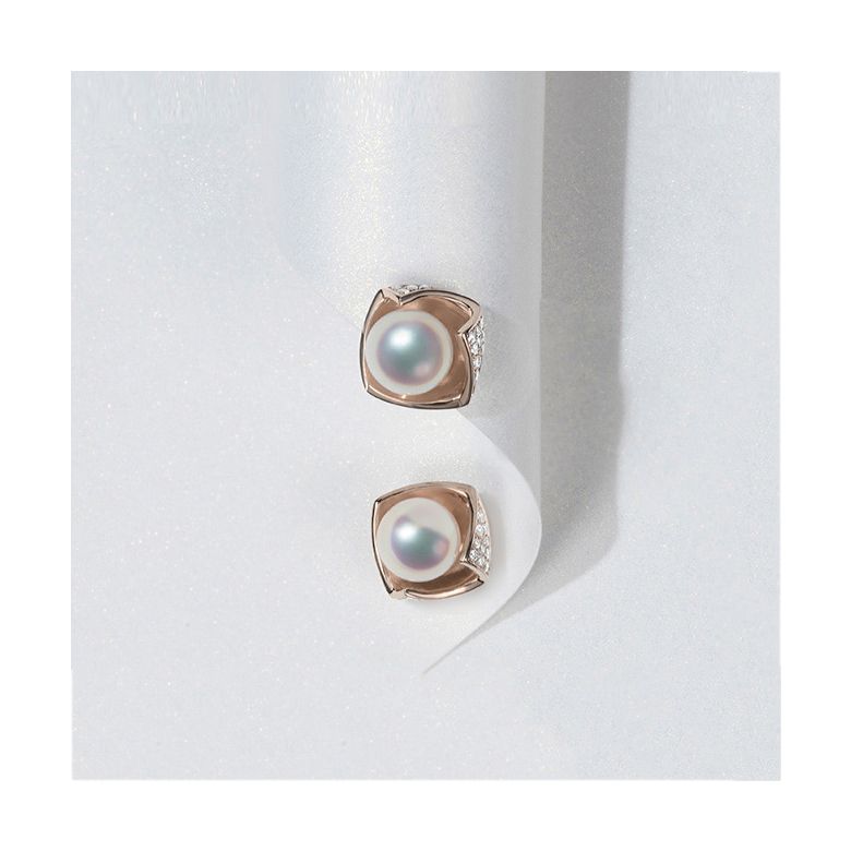 Orecchini Fukiyose - Perle Akoya Bianche & Oro Rosa 18kt - 8
