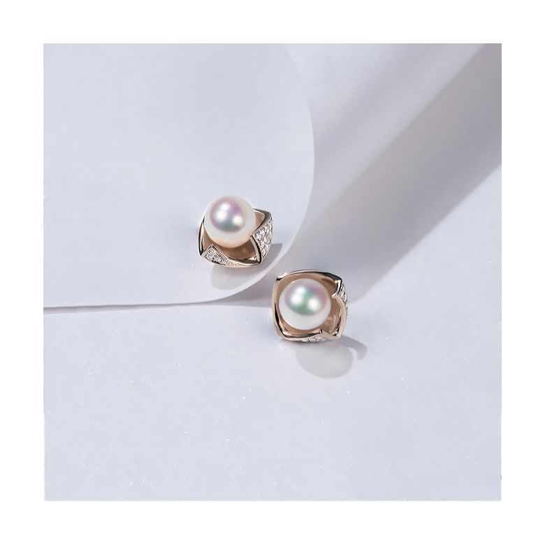 Orecchini Fukiyose - Perle Akoya Bianche & Oro Rosa 18kt - 9