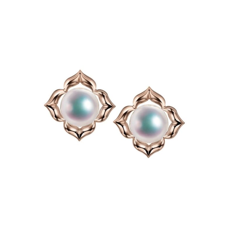 Orecchini Étoiles Filantes -  Perle Akoya Bianche Giappone & Oro Rosa - 1