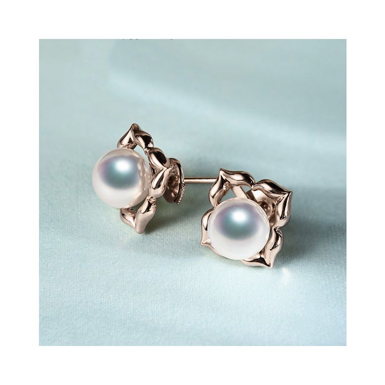 Orecchini Étoiles Filantes -  Perle Akoya Bianche Giappone & Oro Rosa - 3