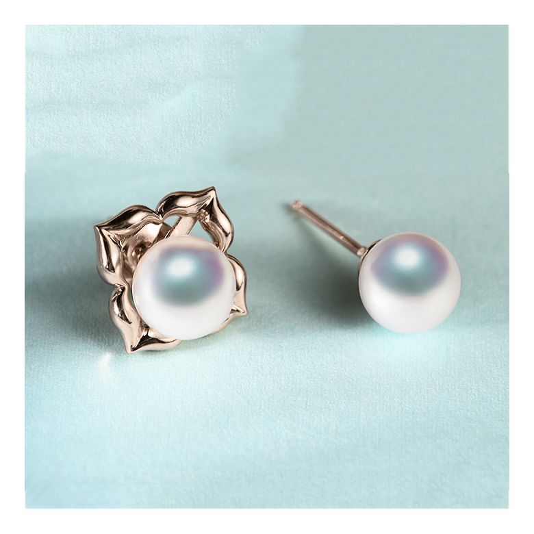 Orecchini Étoiles Filantes -  Perle Akoya Bianche Giappone & Oro Rosa - 4