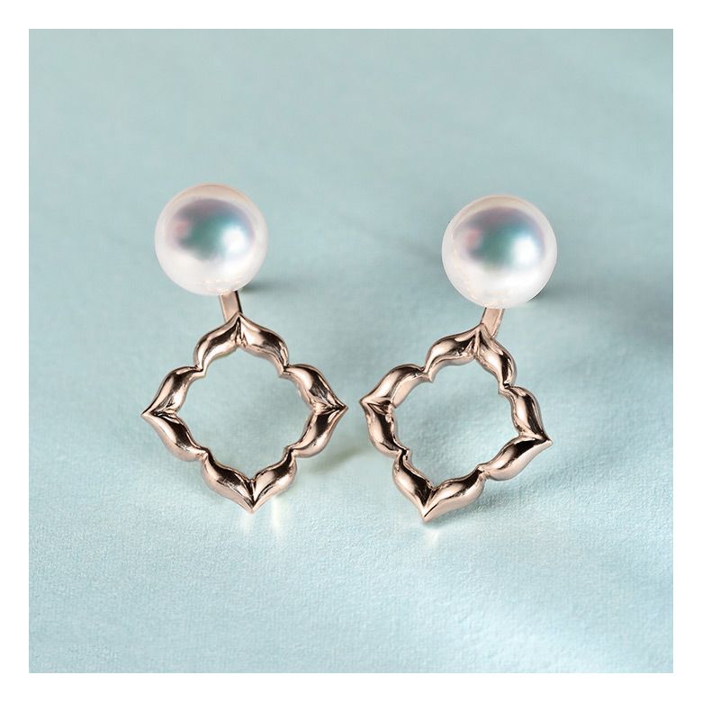 Orecchini Étoiles Filantes -  Perle Akoya Bianche Giappone & Oro Rosa - 5