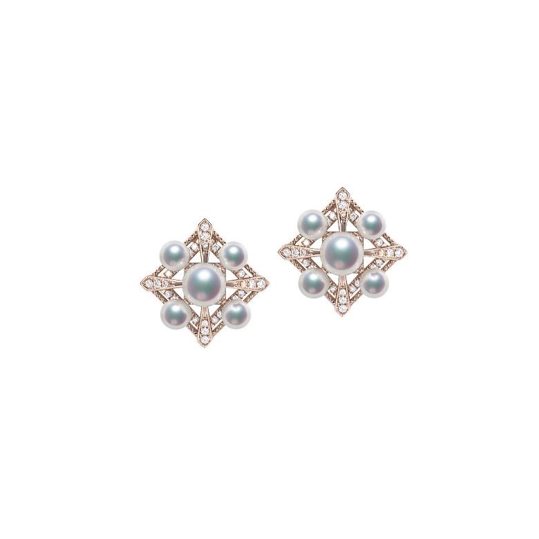 Orecchini Pendenti Voyage Stellaire - Oro Rosa, Diamanti & Perle Akoya - 1