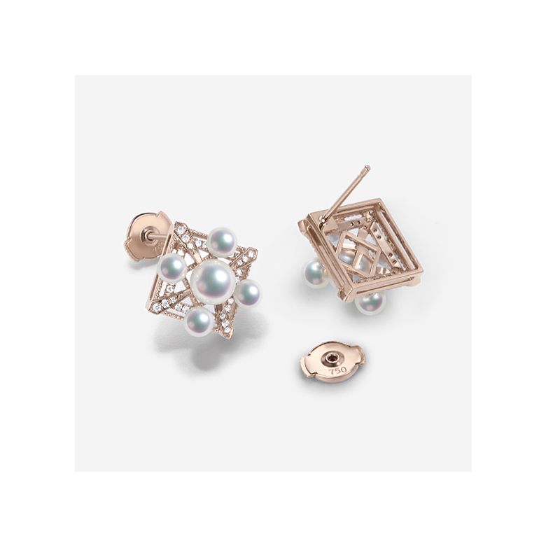 Orecchini Pendenti Voyage Stellaire - Oro Rosa, Diamanti & Perle Akoya - 2