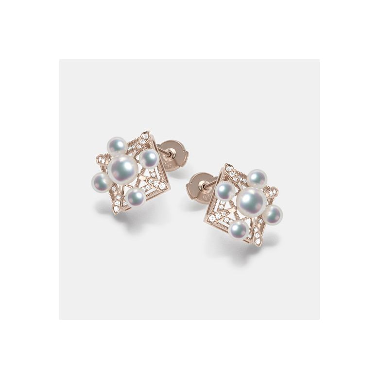 Orecchini Pendenti Voyage Stellaire - Oro Rosa, Diamanti & Perle Akoya - 3