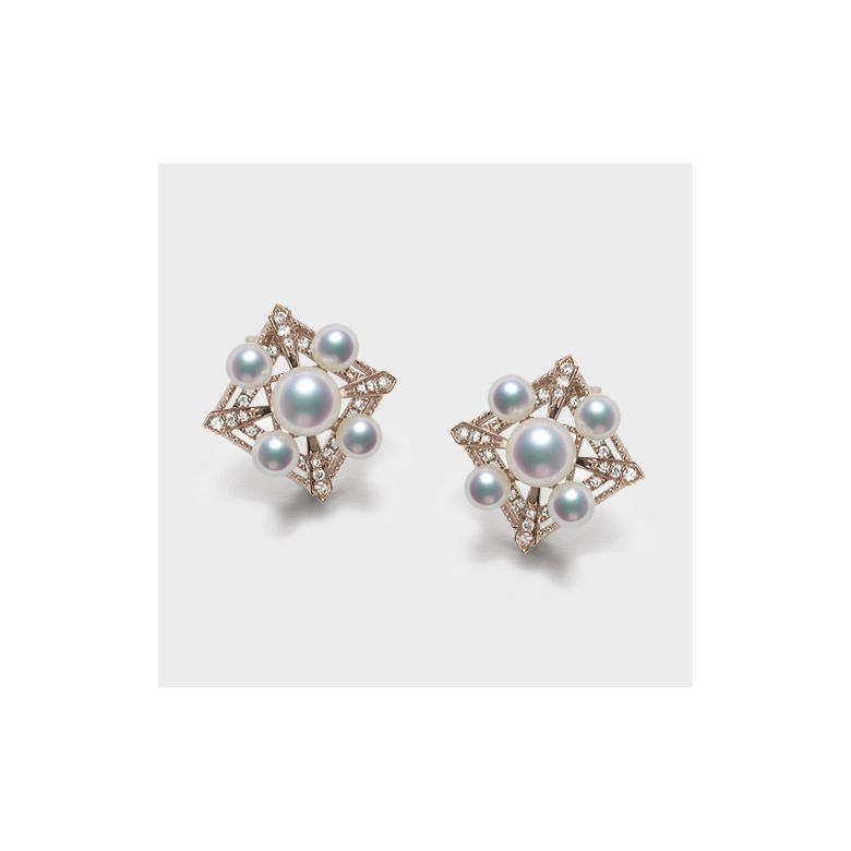 Orecchini Pendenti Voyage Stellaire - Oro Rosa, Diamanti & Perle Akoya - 6