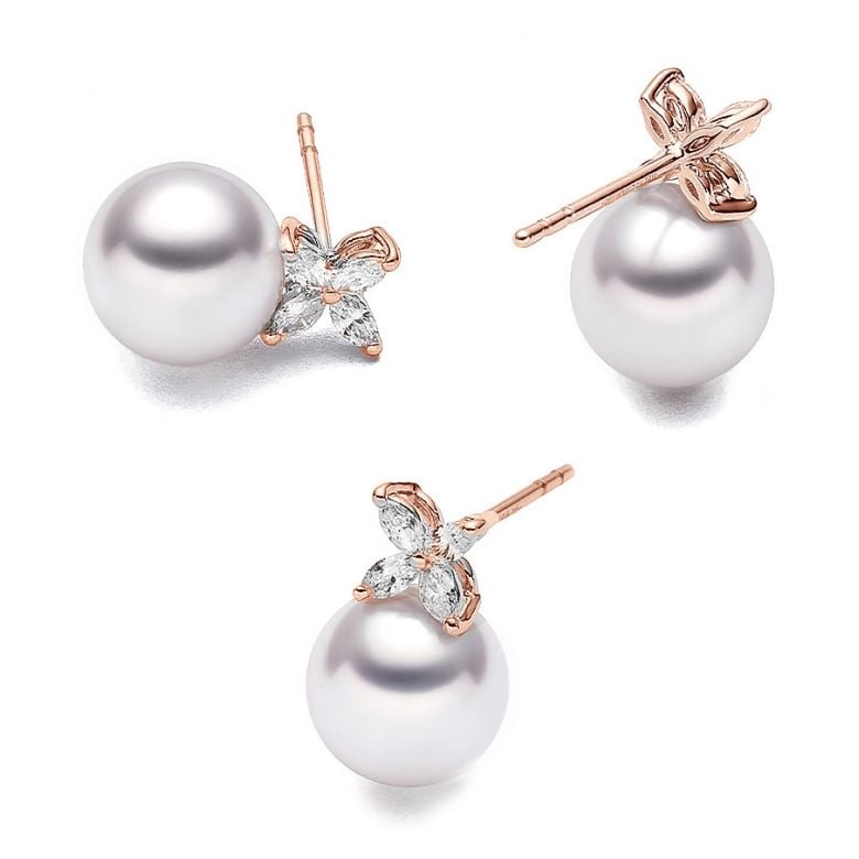 Orecchini di Perle Bianche Symphonie Nuptiale - Akoya Giappone - 8/8.5mm, GEMMA - Oro rosa - 1