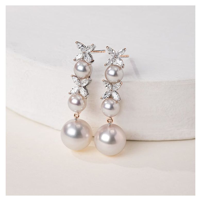 Orecchini Symphonie Nuptiale. Pendants Oro rosa, diamanti, perla Akoya - 1