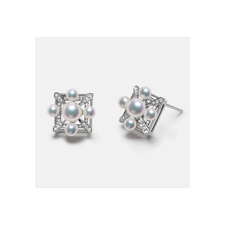 Orecchini Pendenti Voyage Stellaire - Oro Bianco, Diamanti & Perle Akoya - 8