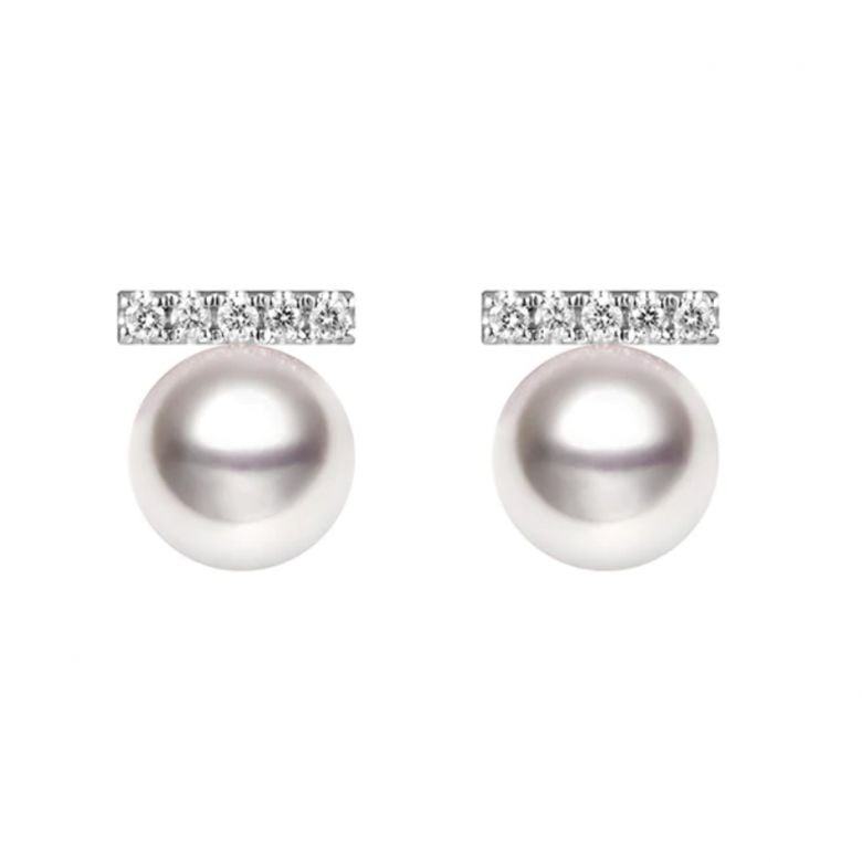 Orecchini A Lobo Rêverie - Oro Bianco, Diamanti & Perle Akoya - 1