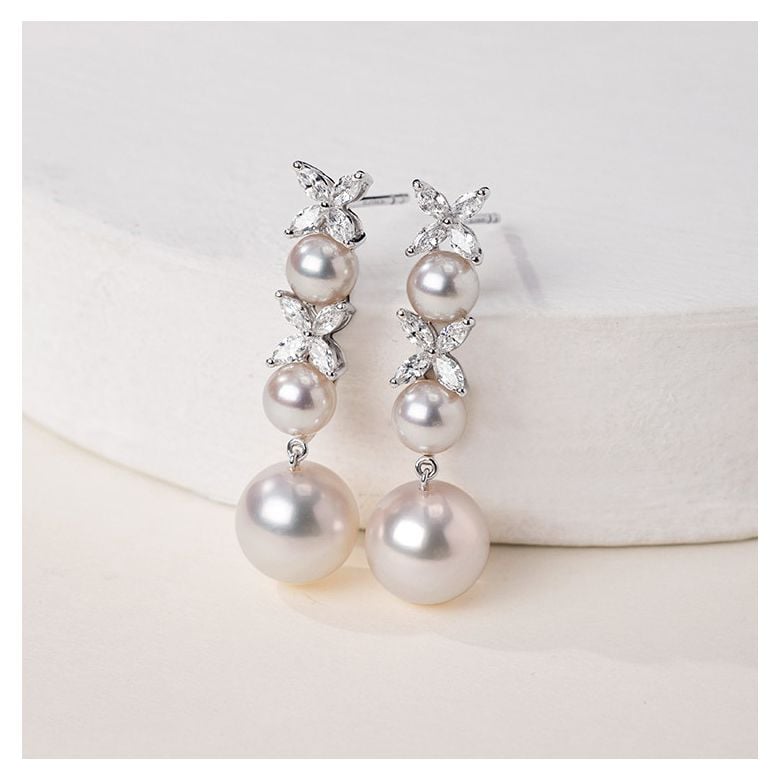 Orecchini Symphonie Nuptiale. Pendants Oro bianco, diamanti, perla Akoya - 1