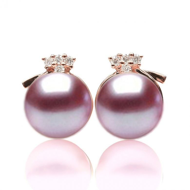 Orecchini Chapeau Demoiselle Oro Rosa 18kt, Perla di Acqua Dolce Lavanda 9/9.5mm - 1