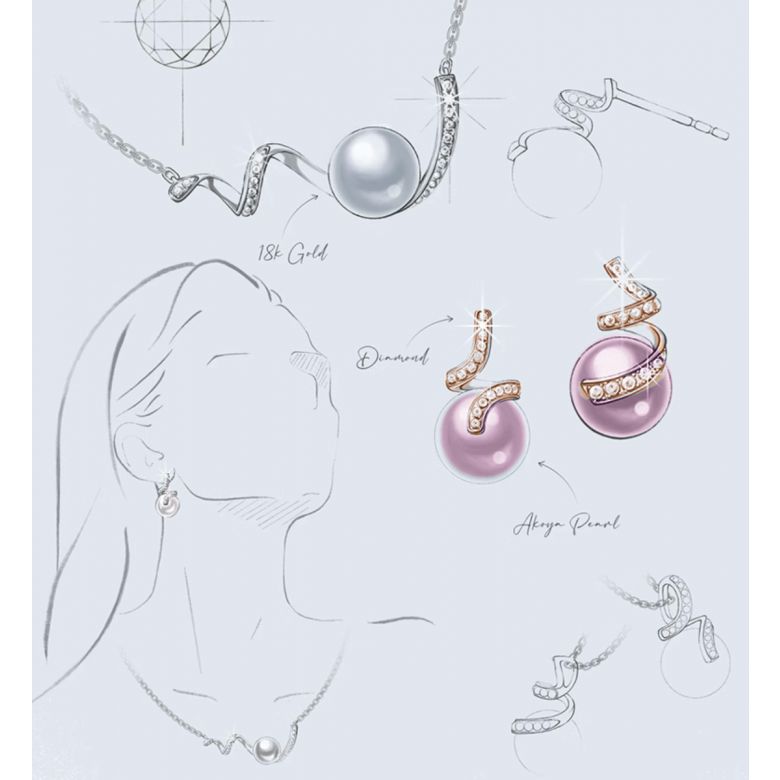 Orecchini Ondine Oro Rosa 18kt, Perla di Acqua Dolce Lavanda 10/10.5mm - 5